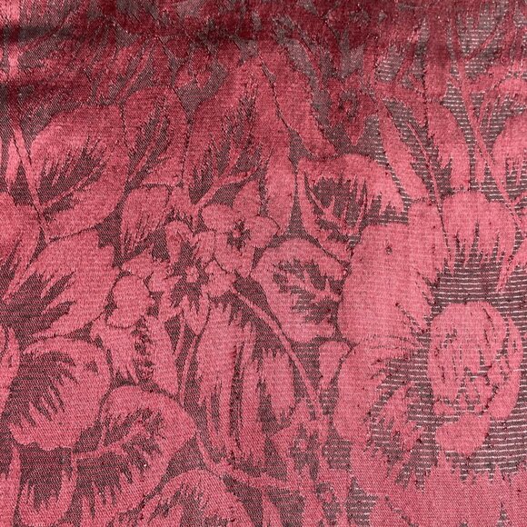 Vintage Italian Damask Scarf Burgundy Metallic Lame Fringe Opera Old Money 11X56 - Picture 4 of 9